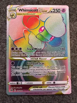 Pokemon TCG: Whimsicott VSTAR 175/172 Brilliant Stars Rainbow Secret Rare - Image 1