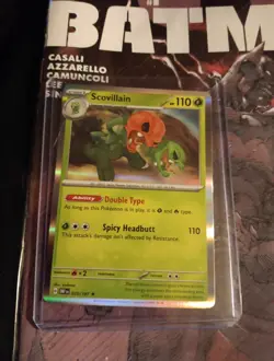 Stage 1 Scovillain HP 110 Double Type Ability Spicy Headbutt Green Card - Image 1
