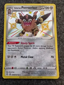 Pokemon Card Galarian Perrserker SV087/SV122 /Shining Fates Baby Shiny Vault MP - Image 1