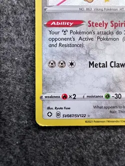 Pokemon Card Galarian Perrserker SV087/SV122 /Shining Fates Baby Shiny Vault MP - Image 2
