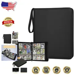9 Pocket Trading Card Binder - Holds 720 Cards, Water-Resistant Black - Image 1