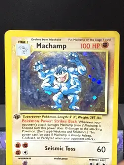 Pokemon Card Machamp 8/102 1st Edition Holo Base Set Cosmo CD Promo Played - Image 2