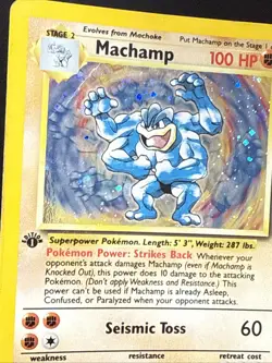 Pokemon Card Machamp 8/102 1st Edition Holo Base Set Cosmo CD Promo Played - Image 4