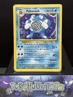 Pokemon Card Poliwrath 13/102 Base Set Holo Rare WOTC Played 2 - Image 1