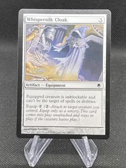 Whispersilk Cloak Vintage Artifact MTG Darksteel 160 Light Use - Image 1