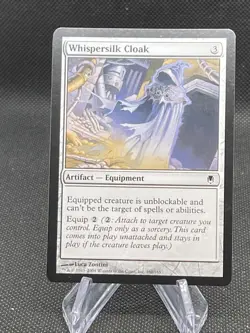 Whispersilk Cloak Vintage Artifact MTG Darksteel 160 Light Use - Image 3