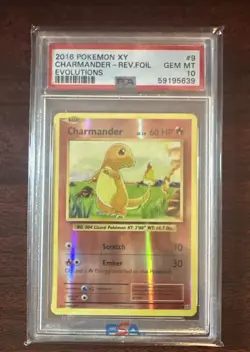 2016 Pokemon XY Evolutions Charmander Reverse Foil #9 PSA 10 Gem Mint Card 9/108 - Image 1