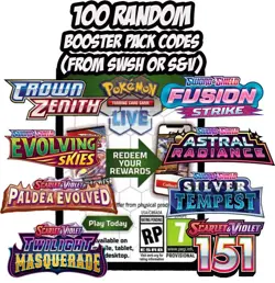 100 Pokemon TCG Live Pack Codes - Random - 151 Fusion Crown Zenith eBay Messaged - Image 1