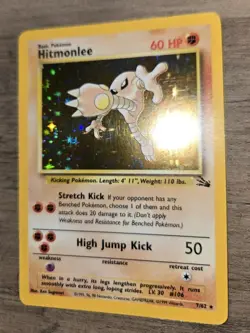 Pokemon TCG Hitmonlee 7/62 Fossil Unlimited Holo Rare WOTC NM - Image 2