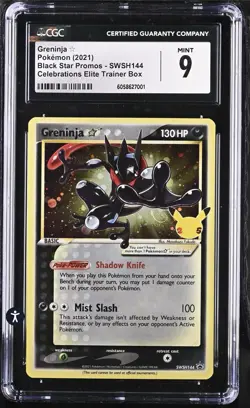 2021 Celebrations ETB Greninja Gold Star CGC 9 English #SWSH144 Black Star Promo - Image 1