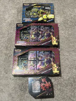 Pokemon - Crown Zenith - Moltres Tin, Regieleki V, Morpeko V-Union (x2) - Sealed - Image 1