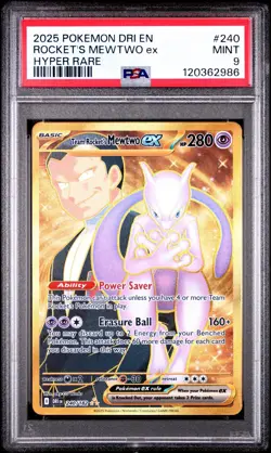 PSA 9 TEAM ROCKET'S MEWTWO EX 240 2025 POKEMON DESTINED RIVALS HYPER RARE - Image 1