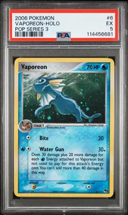 2006 Pokemon Pop Series 3 Vaporeon-Holo 5 tcg - Image 1