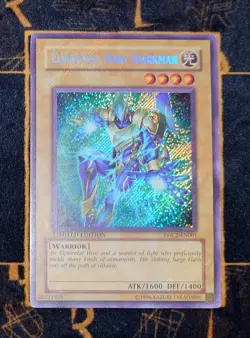 YUGIOH Elemental HERO Sparkman (EHC2-EN001) Secret Rare Limited Edition Played - Image 1