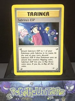 Pokemon Card Sabrina's ESP 117/132 Gym Heroes Set WOTC Trainer Light Play - Image 1