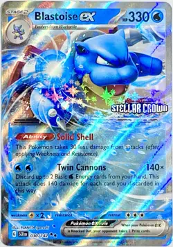 Blastoise ex 030/142 Ultra Rare STAMPED Pokemon Card TCG 2024 Stellar Crown NM+ - Image 1