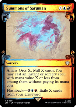 MTG Summons of Saruman 480 Rare Foil Showcase Scrolls LTC Commander - Image 1