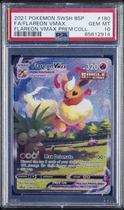 2021 POKEMON SWSH BLACK STAR PROMO #180 FULL ART/FLAREON VMAX PSA 10 - Image 1