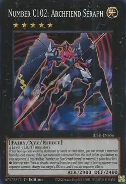 Number C102: Archfiend Seraph JUSH-EN056 Super Rare YGO Yugioh Justice Hunters - Image 1