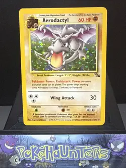 Pokemon Card Aerodactyl 1/62 Fossil Set Holo Rare WOTC Played - Image 1