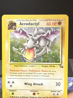 Pokemon Card Aerodactyl 1/62 Fossil Set Holo Rare WOTC Played - Image 2