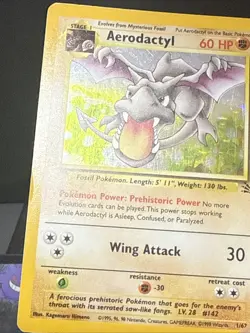 Pokemon Card Aerodactyl 1/62 Fossil Set Holo Rare WOTC Played - Image 3