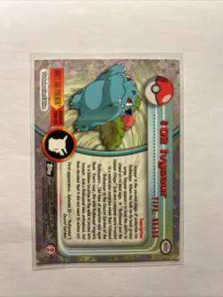 Topps Series 1 1999 TV Animation Edition IVYSAUR #02 Pokemon Card Black Logo LP - Image 2