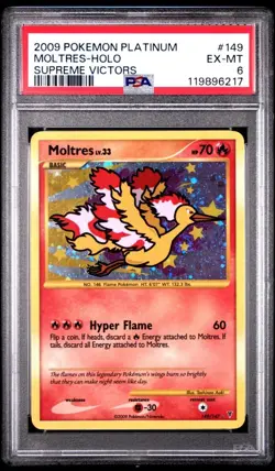 2009 Pokemon Platinum Moltres 149/147 Supreme Victors Holo, PSA EX-MT 6 - Image 1