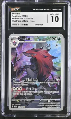 CGC 10 - Zoroark 143/086 Illustration Rare White Flare Pokemon ENGLISH Gem Mint - Image 1