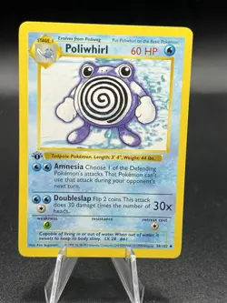1999 Pokemon POLIWHIRL Base Set 1ST EDITION Shadowless Non Holo 38/102 LP ZA1 - Image 1