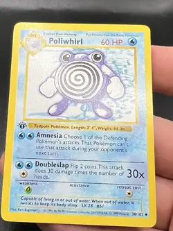 1999 Pokemon POLIWHIRL Base Set 1ST EDITION Shadowless Non Holo 38/102 LP ZA1 - Image 2