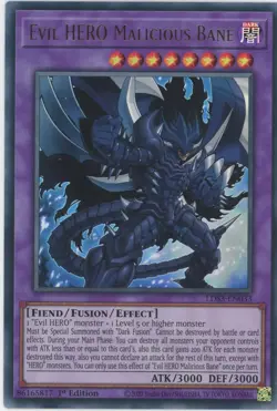 Yugioh Evil Hero Malicious Bane LDS3-EN033 Ultra Rare 1st Edition NM/LP US Print - Image 1
