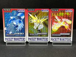 (LP) Articuno Zapdos Moltres Carddass 1997 No. 144 145 146 Japanese Pokemon card - Image 1
