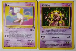 1999 Pokemon Mew & Mewtwo Black Star Promo Bundle MP 8, 14 WOTC Vintage TCG - Image 1