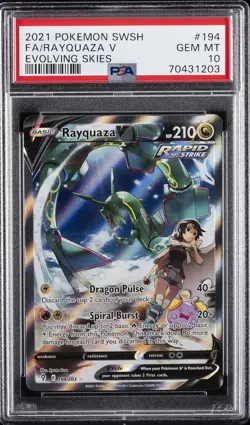 2021 POKEMON SWORD & SHIELD EVOLVING SKIES #194 FULL ART/RAYQUAZA V PSA 10 - Image 1