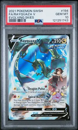 2021 POKEMON SWORD & SHIELD EVOLVING SKIES #194 FULL ART/RAYQUAZA V PSA 10 - Image 1