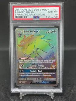 Pokemon Shining Legends Zoroark GX Full Art 77/73 Rainbow Secret Rare PSA 10 TCG - Image 1