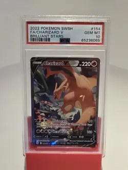 Pokemon TCG Charizard V 154/172 PSA 10 Brilliant Stars Full Art GEM MT Card FA - Image 1