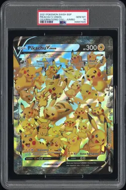 2021 POKEMON SWSH BLACK STAR PROMO CELEBRATIONS COLL-TAG PIKACHU V-UNION PSA 10 - Image 1