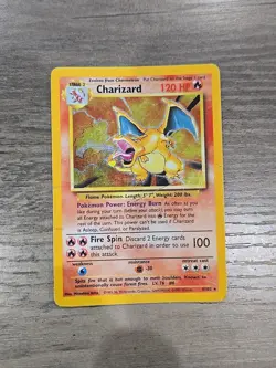 Charizard 4/102 Base Set Holo Pokemon Card Heavy Play - Image 1