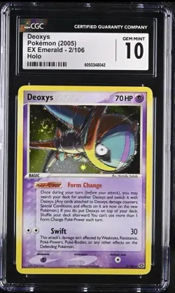 Pokemon Deoxys 2005 2/106 EX Emerald Holo CGC 10 Gem Mint “Fart Boost Swirl” - Image 1