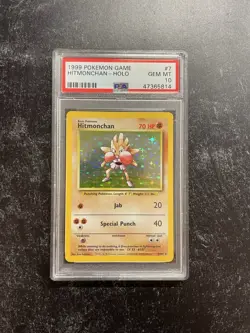 PSA 10 Hitmonchan Base Set 7/102 Pokemon Card Holo Rare 1999 - Image 1