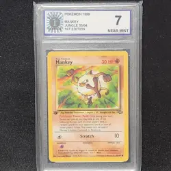 Pokemon 1999 Mankey 1st Edition Jungle 55/64 Graded 7 - Image 3