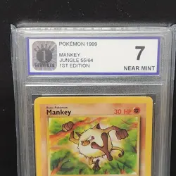Pokemon 1999 Mankey 1st Edition Jungle 55/64 Graded 7 - Image 4