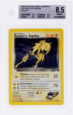 2000 Pokemon Gym Challenge Rocket's Zapdos Holo #15 BGS 8.5 - Image 1