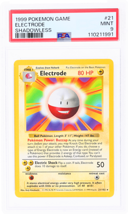 1999 Pokemon Base Set Electrode Shadowless #21 PSA 9 - Image 1