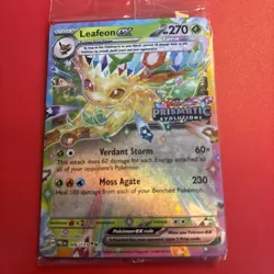 Pokemon TCG Prismatic Evolutions Leafeon EX Card 006/131 Stamped Promo, Sealed - Image 1
