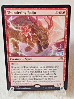 MTG Thundering Raiju Kamigawa Neon Dynasty #166 Magic Gathering Card Rare NM - Image 1