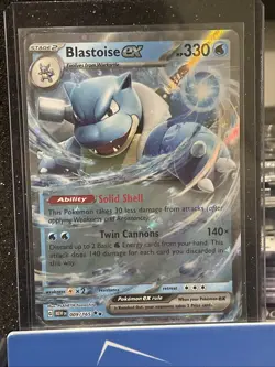 Pokemon Card Blastoise EX 009/165 MEW EN Scarlet & Violet 151 Double Rare - Image 1
