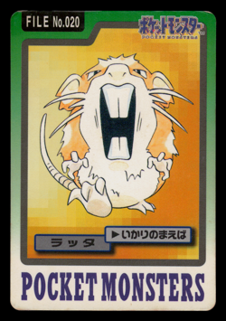 MP - Pokemon Raticate File No. 020 Pocket Monsters Bandai Carddass Japanese - Image 1